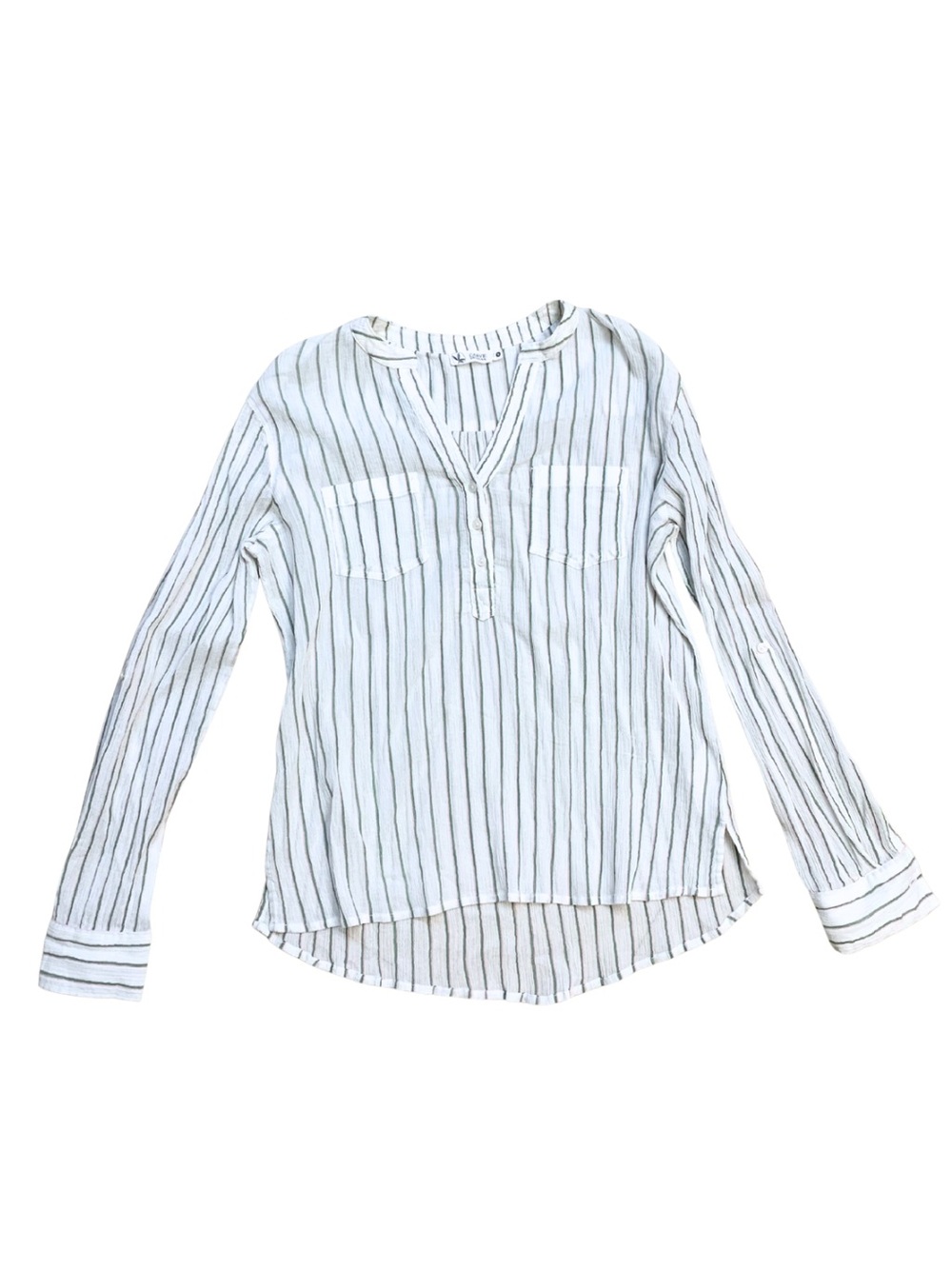 Carve Designs White Green Striped Gauze Top Cotton Tunic Coastal Boho Beach - Picture 2 of 11